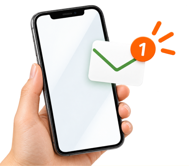 確認メールが届いたスマートフォン